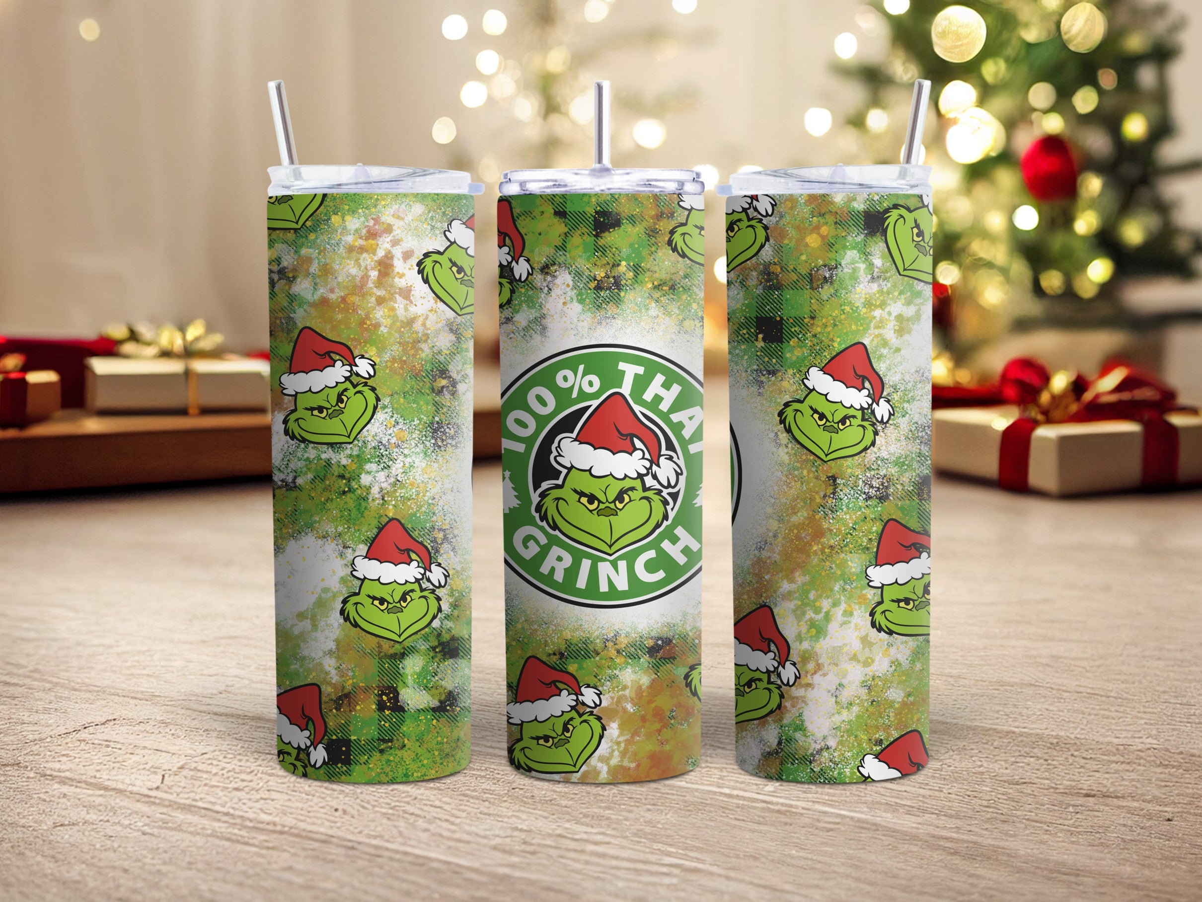 Custom Tumbler with Lid and Straw The Grinch Vibes Funny Des